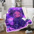 thumbnail image 1 of Black Princess Sherpa Blanket American African Queen 90"X90" Fleece Throw Blanket Women Cute Girly Throw Blanket Purple Blue Aesthetics Fuzzy Blanket Soft Lightweight, 1 of 6