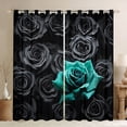 thumbnail image 1 of Black Teal Rose Curtains & Drapes Romantic Floral Curtains 30%-50% Blackout,Roses Window Curtains for Women Living Room,Couple Wedding Valentines Day Gifts Flower Curtains, 1 of 6