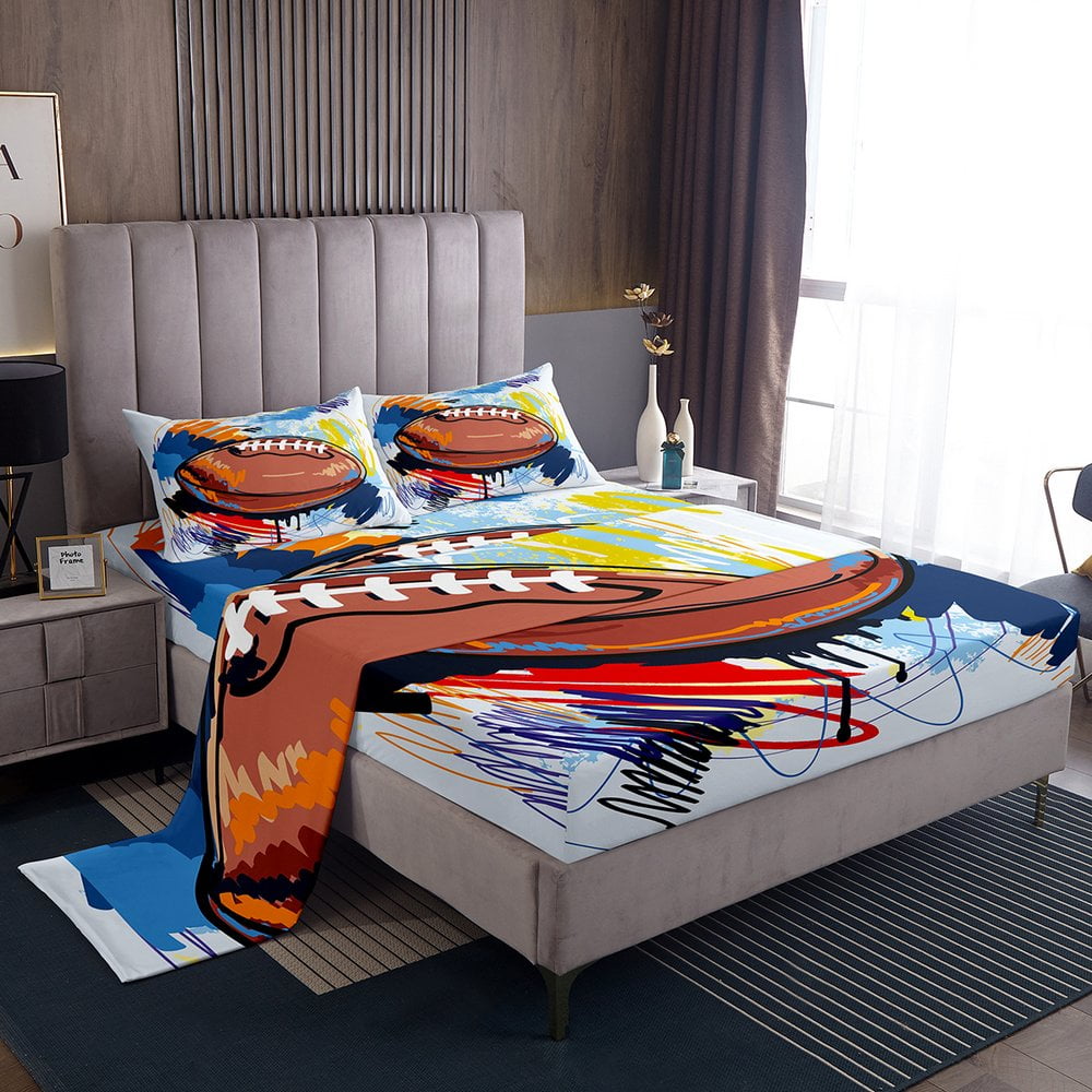 YST Black White Bed Set Ice Hockey Bed Sheets Set, Hockey Player