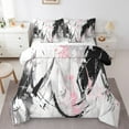 thumbnail image 1 of Erosebridal Black White Pink Comforter Set 7 Piece King Abstract Graffiti Bedding Set With Sheet Set Grunge Oil Painting Artwork Bed In A Bag Modern Aesthetics Bed Set Reversible, 1 of 5