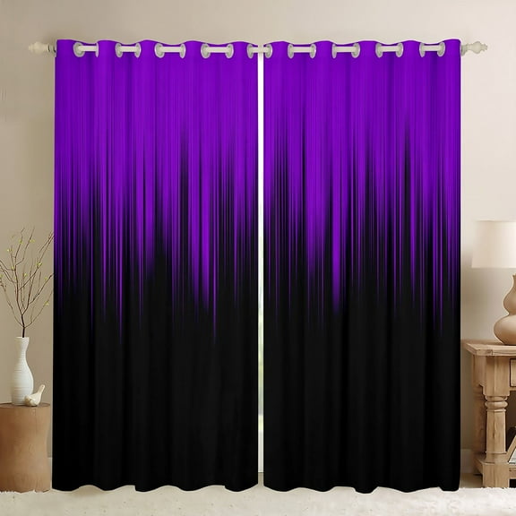 Black and Purple Curtains Abstract Ombre Living Room Curtains, Modern Gradient Window Treatments Room Decor