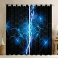 thumbnail image 1 of Blue and Black Curtains & Drapes Geometric Neon Honeycomb 30%-50% Blackout Curtains,Lightning Gamer Window Curtains Game Room Decor Hexagon Lights Beehive Window Treatments, 1 of 6