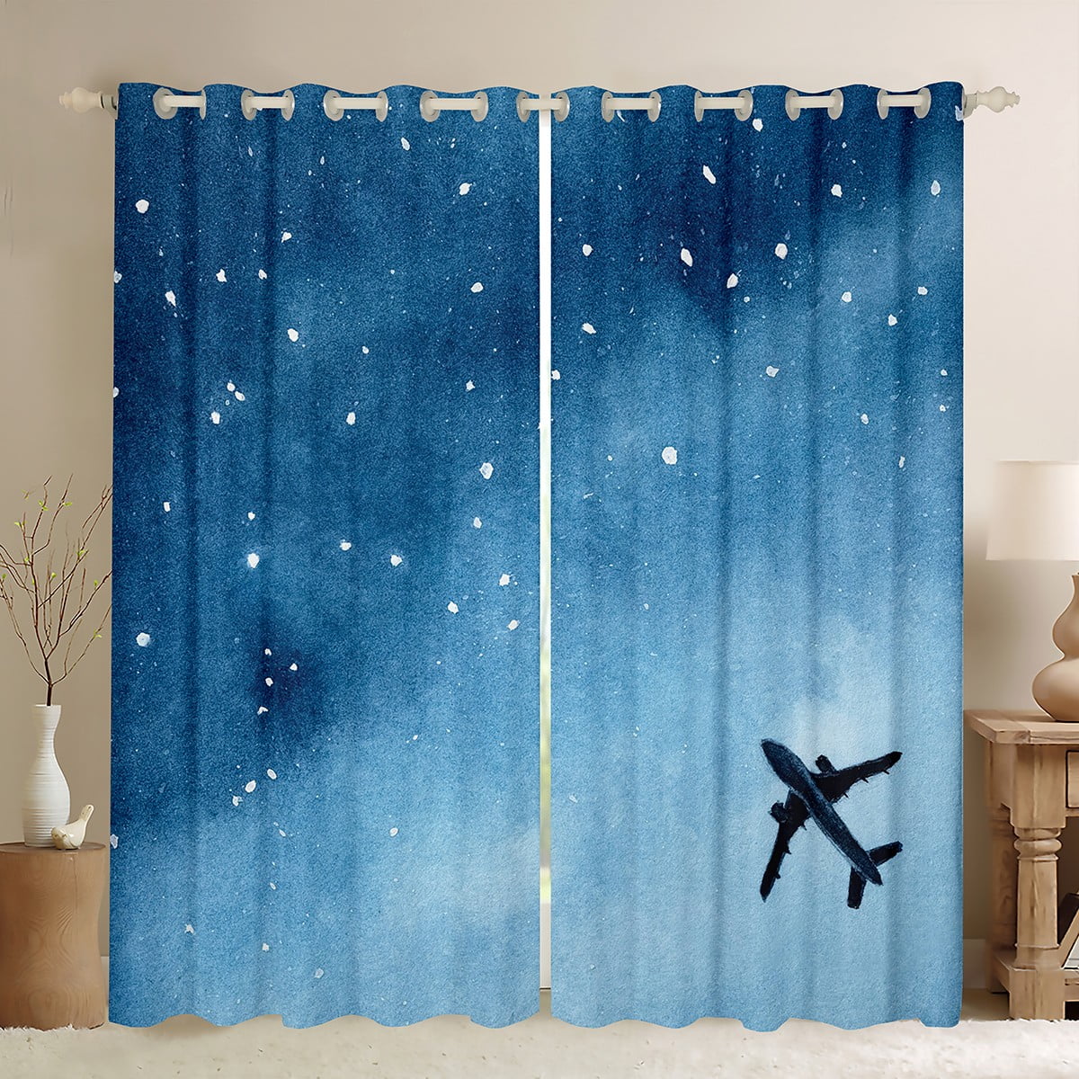 Erosebridal Blue Galaxy Blackout Curtains Aircraft Curtains, Navy Blue ...