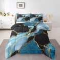 thumbnail image 1 of YST Blue Marble Full Size Comforter Set Abstract Aesthetic Bedding Set, Watercolor Marbling Down Comforter Gold Metallic Print Bed Set, Stone Pattern Quilted Duvet Kids Room Decor, 1 of 5