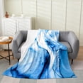 thumbnail image 1 of Blue Marble Queen 90x90 inch Throw Blanket,Marble Texture Fleece Blanket for Men Teens,Modern Blue Fluid Ink Art Flannel Blanket,Watercolor Tie Dye Art Bed Blanket All Season,Ocean Blue, 1 of 4