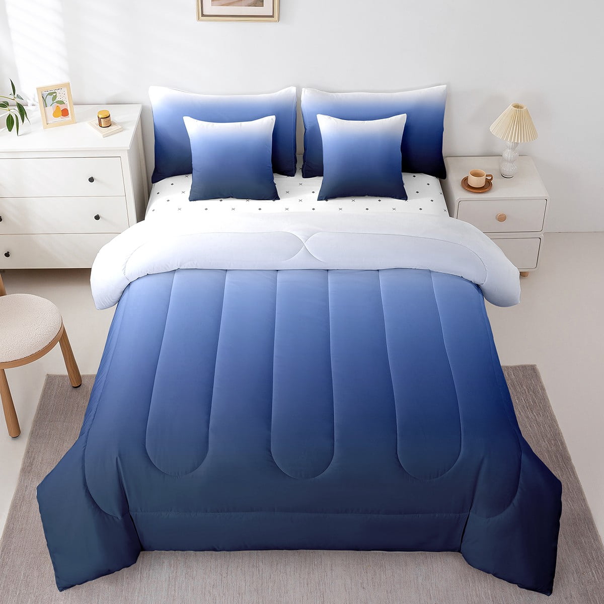 Natural Ombre Blue Coastal Bedding Set