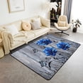 thumbnail image 1 of Erosebridal Blue Rose Area Rug 3x5 Butterfly Carpet Farmhouse Rustic Rose Floral Indoor Floor Mat Women Wooden Botanical Floral Romantic Retro Accent Rug Set Living Room,Bedside,Black Grey, 1 of 6
