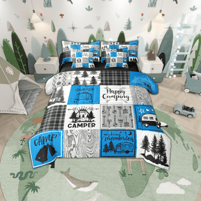 Blue Rv Bedding Set King Rustic Camper Bed In A Bag 7 Piece Camping Bunk Accessories For Camper Car Rv Comforter Set For Travel Trailers Country Buffalo Plaid Pine Tree Arrow Bed Set