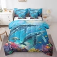 thumbnail image 1 of Blue Sea Whale Comforter Set Twin 7 Piece Ocean Marine Life Animal Bed in a Bag,Nautical Decor Bedding Sets (1 Comforter,1 Fitted Sheet,1 Flat Sheet,2 Pillowcases,2 Throw Pillow Covers), 1 of 4