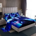 YST Blue Western Dragon Bedding Sheets King,Moon Dragon Kids Sheet Set