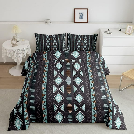 Erosebridal Bohemian Comforter Set Boho Aztec Striped Bedding Set for Teens,Tribe Geometry Triangle Duvet Insert Mexican Style Bed Quilt Bohemian Style Room Decor Twin,Southwestern Decor