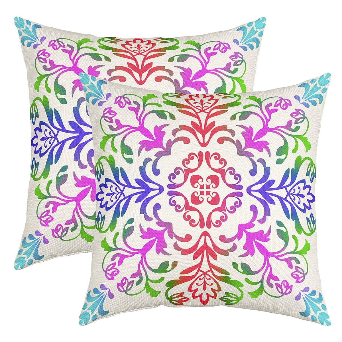 YST Bohemian Floral Throw Pillow Covers 24x24 inch set of 2,Boho ...