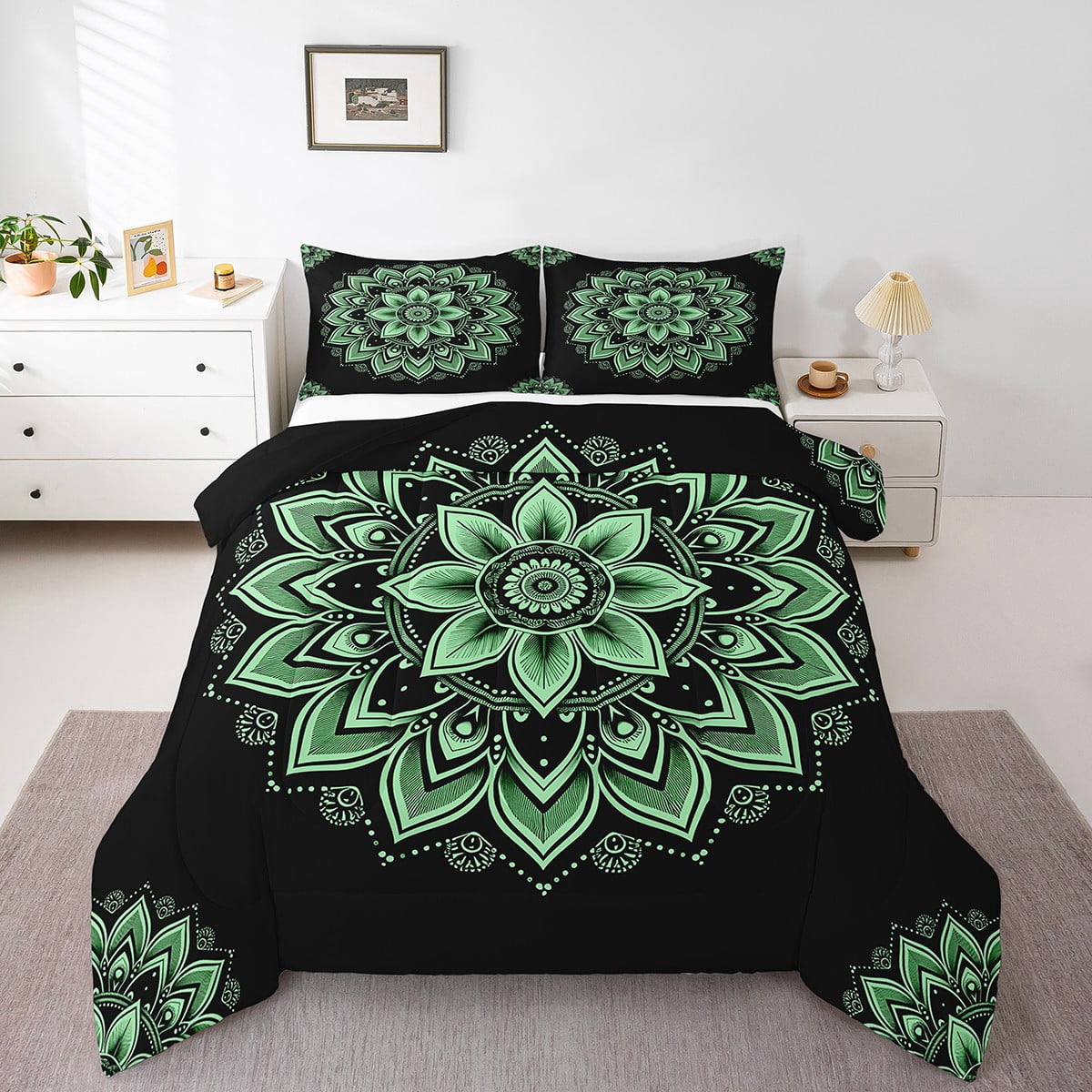 Erosebridal Bohemian Mandala Comforter Set Twin Aesthetic Floral ...