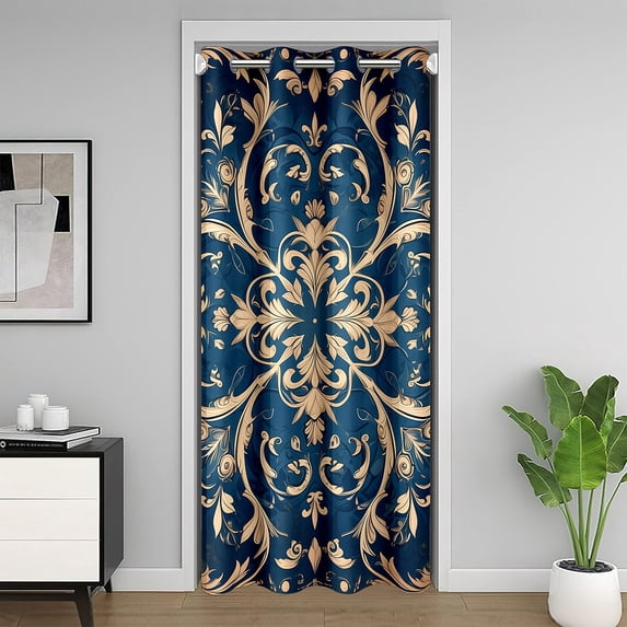 Bohemian Style Door Curtain For Doorway Privacy 34"W X 80"L,Antique Victorian Baroque Blackout Curtain for Ma,Retro Floral Door Drape,Exotic Tribal Print Room Divider Curtain