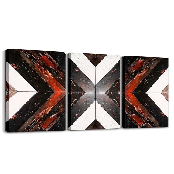 Boho Aztec Canvas Wall Art Set Of 3,Western Wall Decor Paintings,American Bohemian Framed Wall Art For Bedroom Kitchen Bathroom Living Room,Rustic Farmhouse Poster Prints