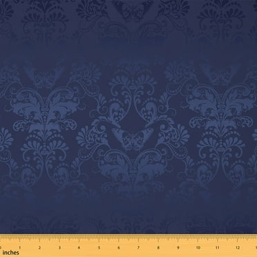 Boho Geometry Fabric By The Yard,Victorian Baroque Upholstery Fabric for Man,Exotic Butterfly Floral Decorative Fabric,Gothic Style Indoor Outdoor Fabric,Grey Blue,3 Yards