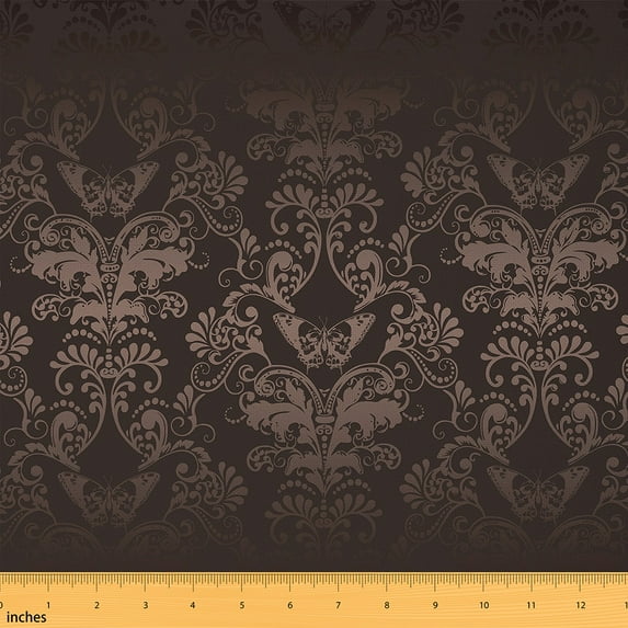 Erosebridal Boho Print Fabric By The Yard,Exotic Animal Upholstery Fabric for Woman,Vintage Butterfly Floral Decorative Fabric,Gothic Style Indoor Outdoor Fabric,Brown Grey,10 Yards