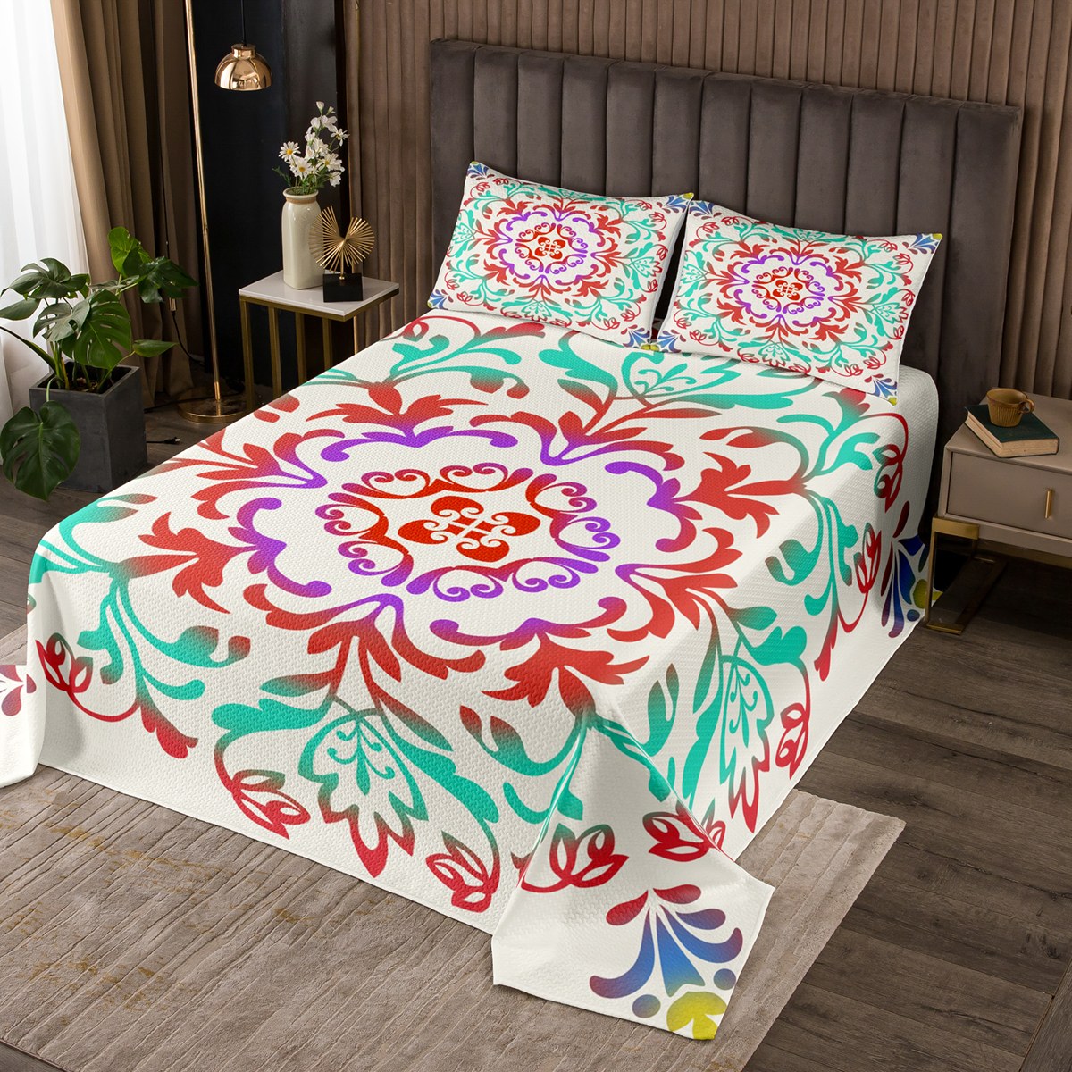 yst-boho-quilt-set-ombre-floral-coverlet-set-queen-bohemian-style