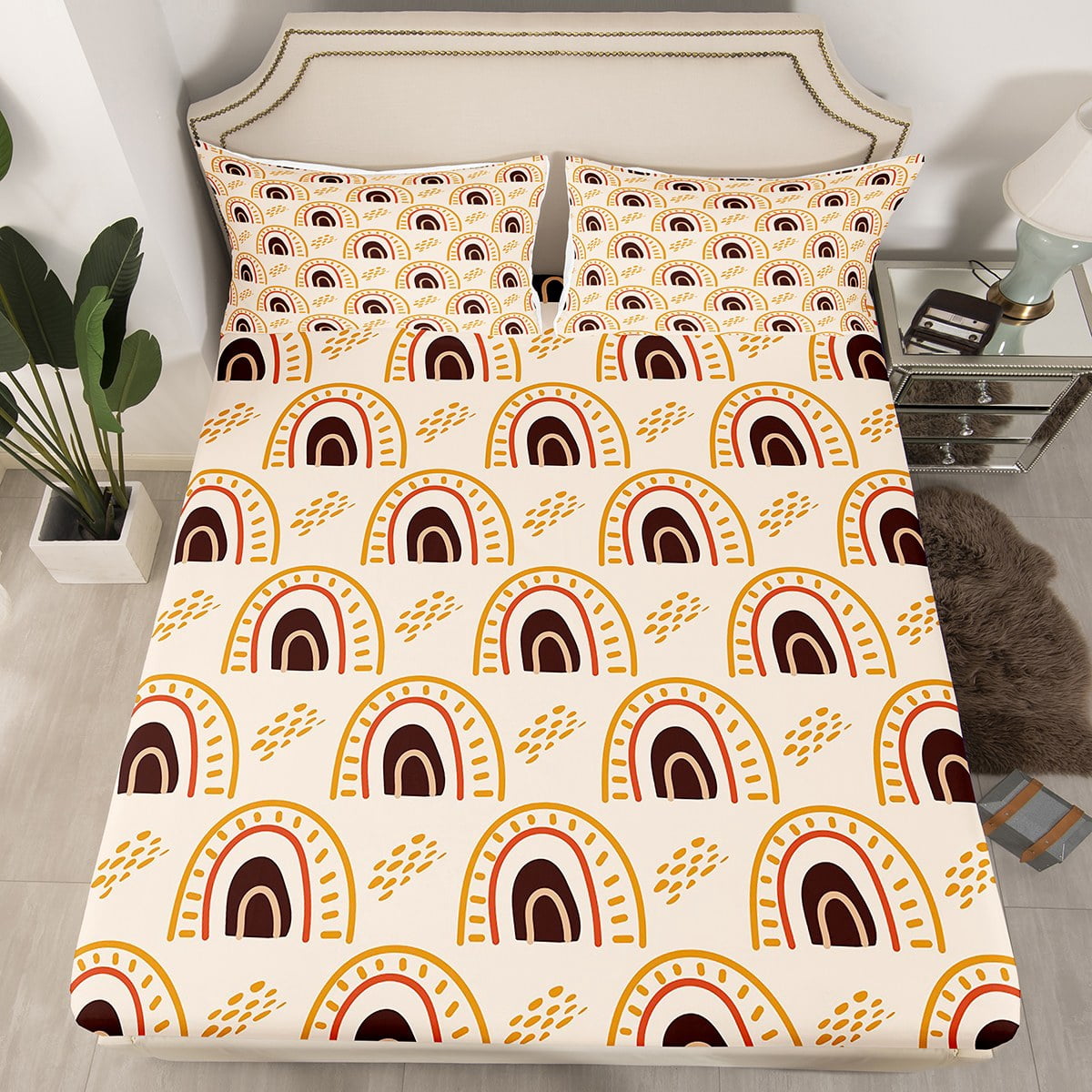 Hip Hop Graffiti Bedding Set Full Size - Black Red Music Themed Sheets With 2 Pillowcases