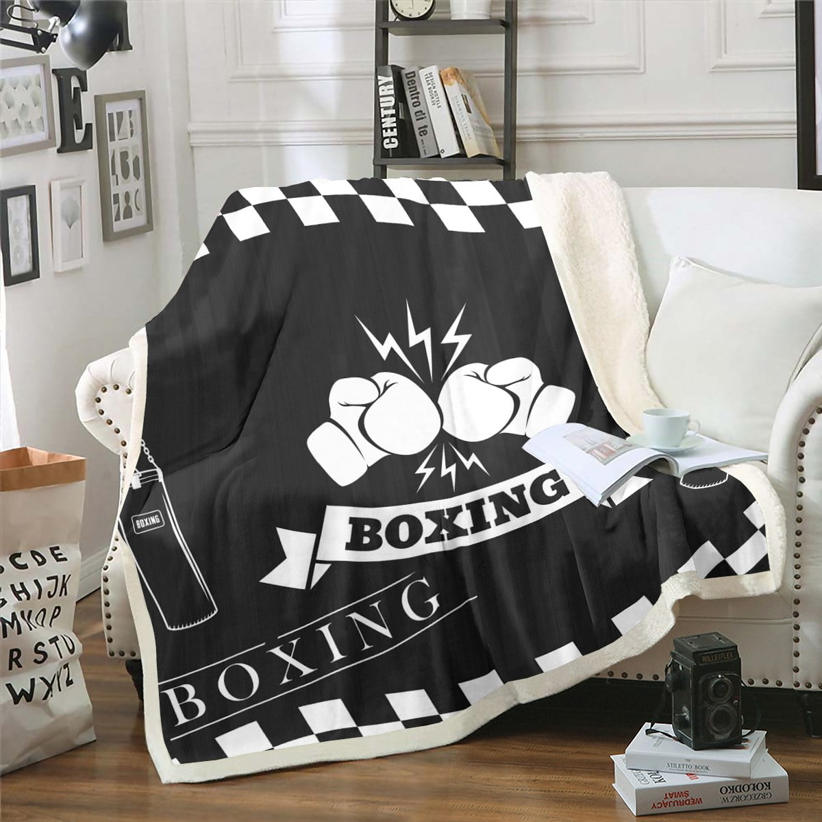 YST Boxing Sherpa Blanket for Kids Teens Adults Pugilism Game Blanket