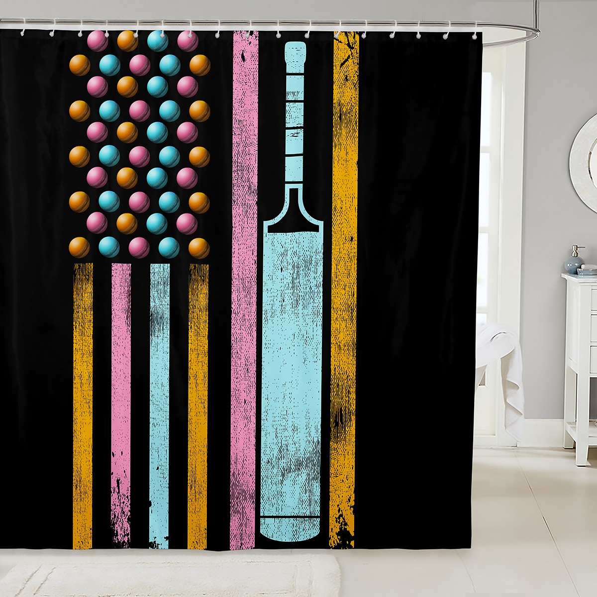 YST Boys 84x72 Shower Curtain,Colorful Cricket Bathroom Shower Curtain ...