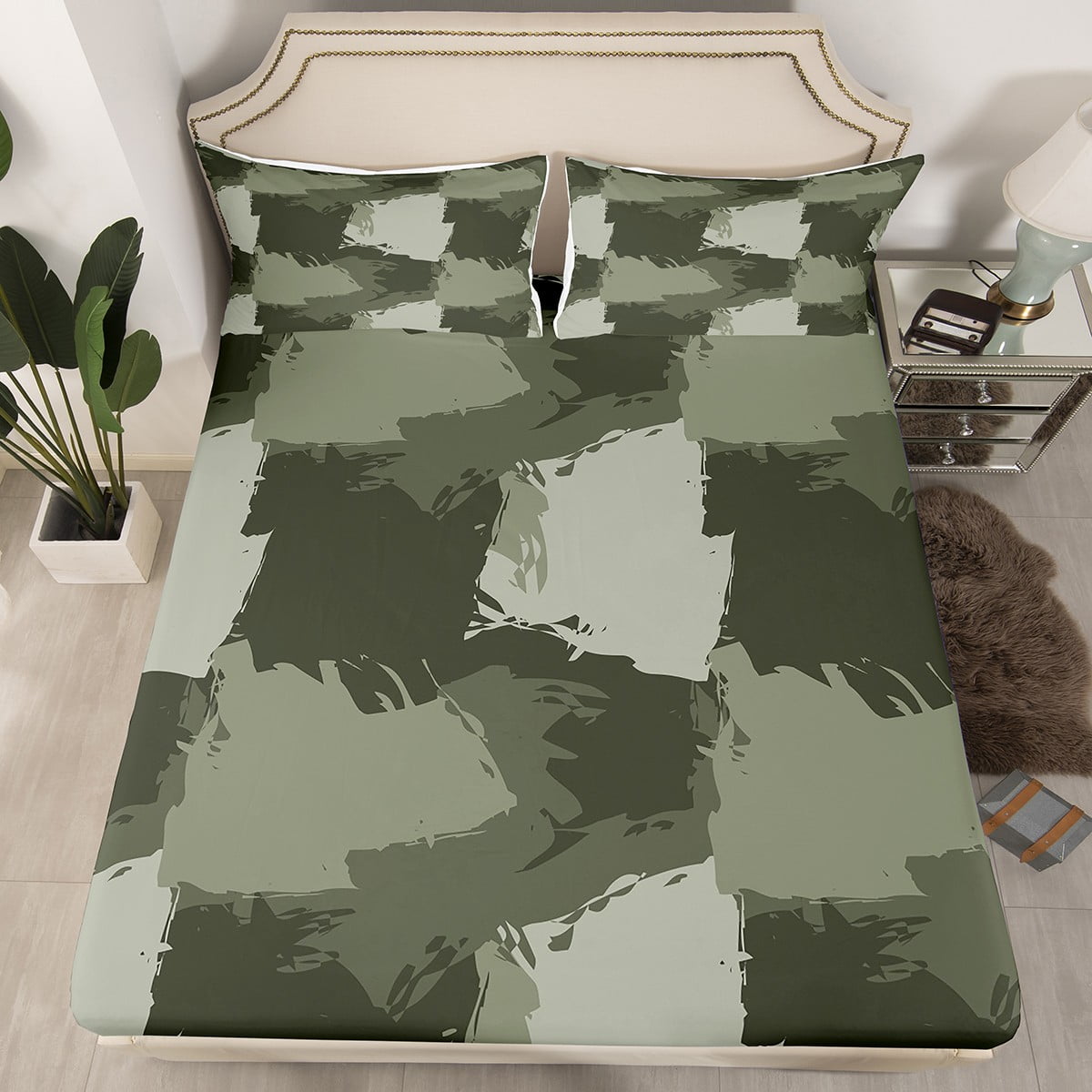 YST Boys Army Green Desert Camo Bed Sheets Twin Military Camouflage Kids Bedding Set Bed In A