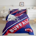 thumbnail image 1 of Bedding Set American Football Comforter Set Blue and Red Rugby Game Helmet Bedding Comforters & Sets Football Sports Team Duvet Set with 2 Pillowcases, Full (Buffalo), 1 of 6