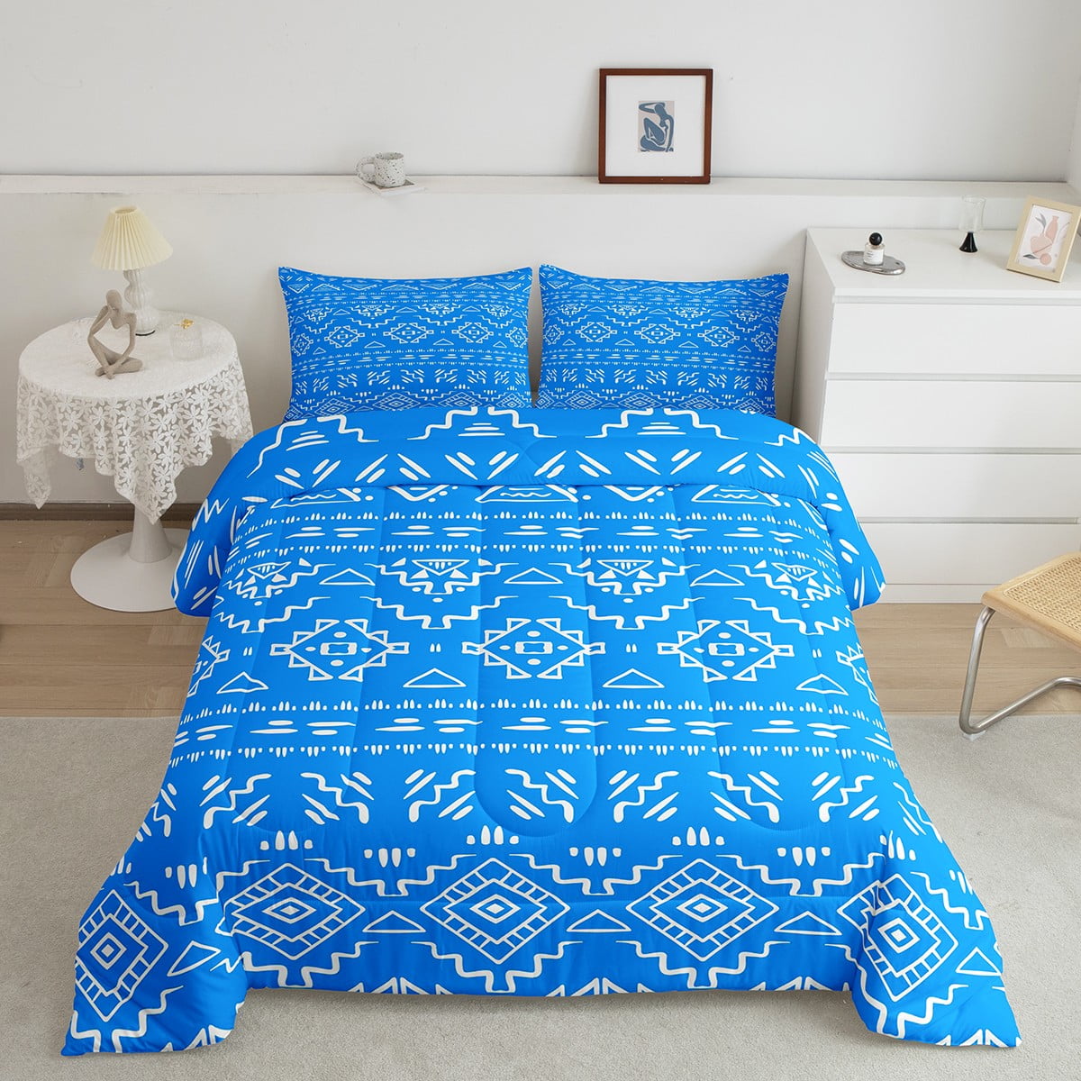 Erosebridal Blue Boho Bedding Set Queen Tribal Western Aztec Comforter ...