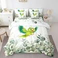 thumbnail image 1 of Cartoon Animal Bedding Comforter Sets 7pcs Kawaii Bird Bed in a Bag, Cute Wildlife King Bedding Sets Green White Comforter Set, Botanical Plant Eucalyptus Bedding Sets, 1 of 6