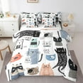 YST Boys Cat Twin Comforter 7 Pcs, Kids Cute Animal Fitted Sheet Cute