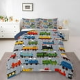 thumbnail image 1 of Comforter Set Twin Size Train Bedding, Colorful Steam Engine Truck Bedding Comforter Sets Train Transportation Quilted Duvet 2Pcs,Gray, Blue, Red, Yellow, 1 of 6