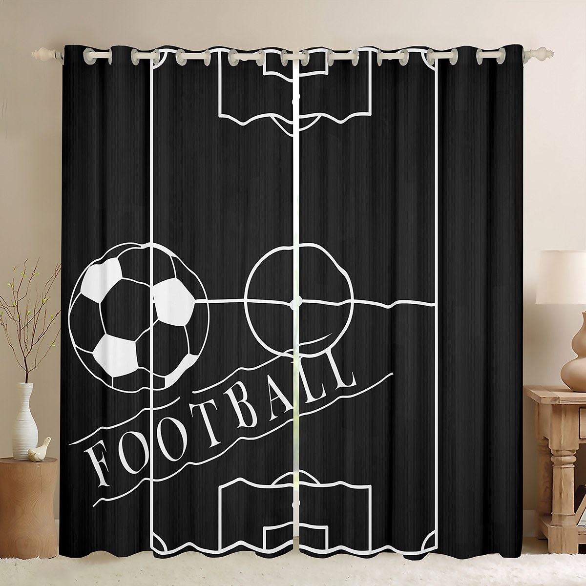 Personalized Football City Blackout Curtains – Custom Name & Number, 2 Panels Set For Bedroom Or Living Room (Houston)