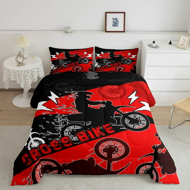 YST Boys Dirt Bike Bedding Sets Twin Motocross Comforter Set Dirtbike Room Decor for Boys Kids
