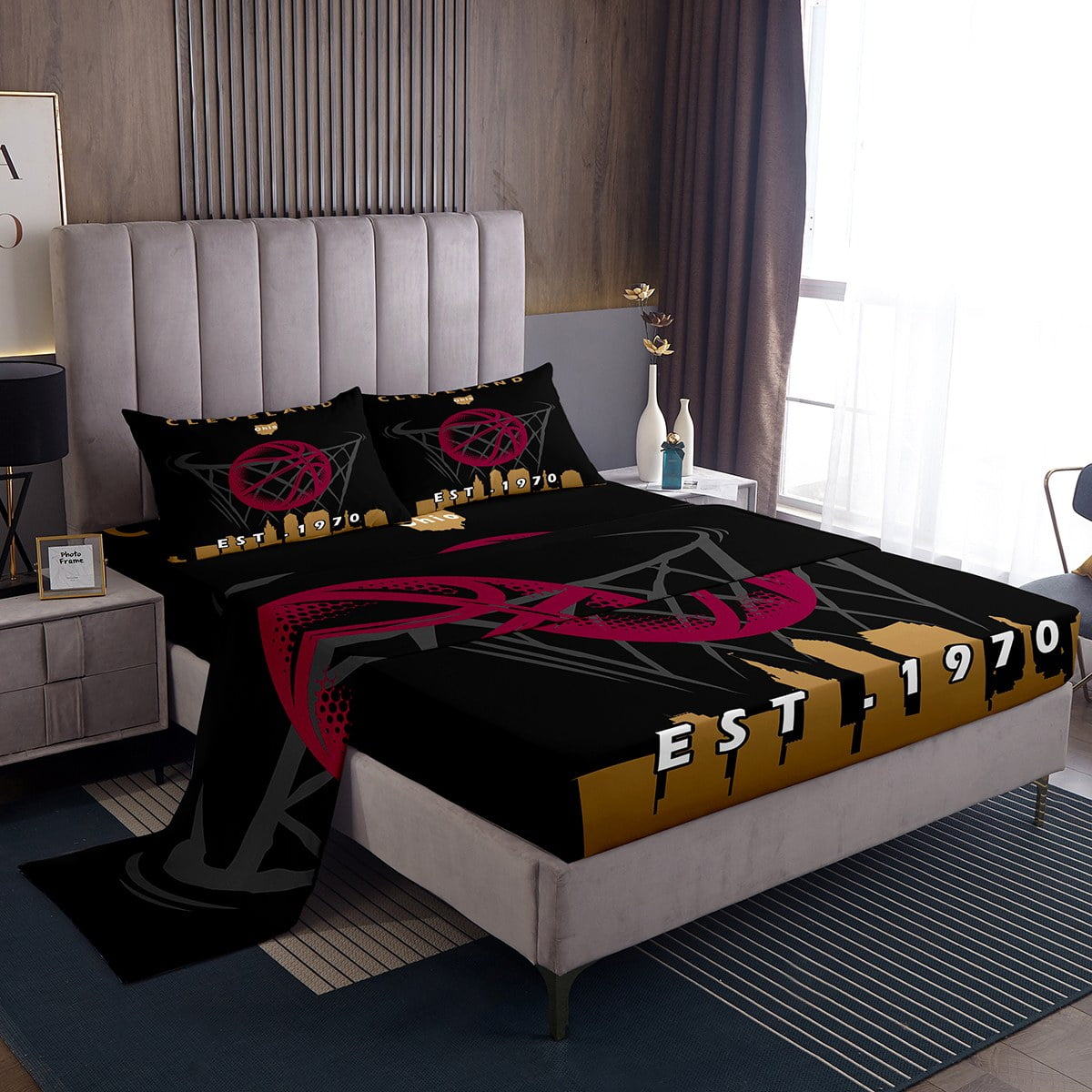 YST Boys Full Sheet Set Basketball,Basketball Bed Sheets Set for Kids