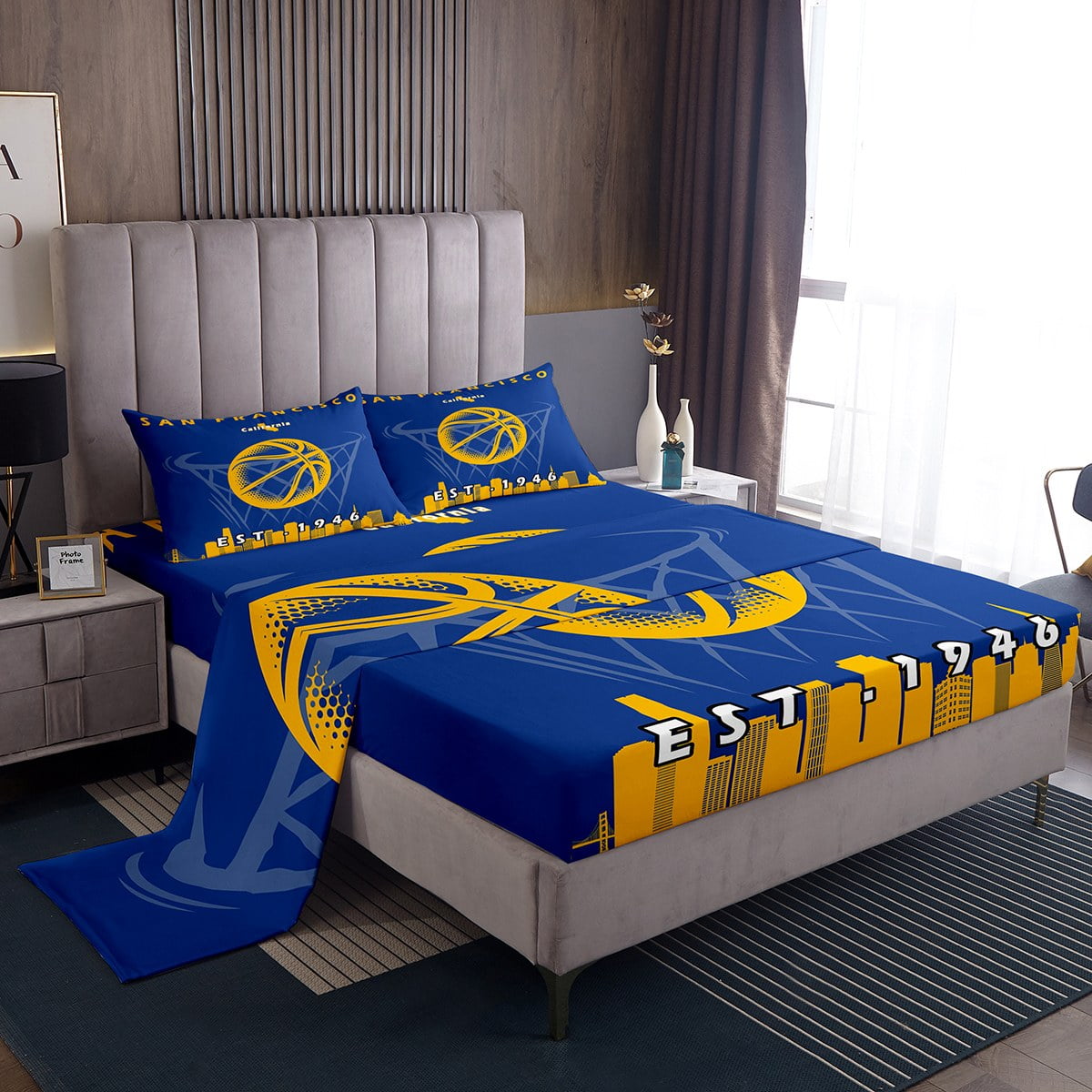 YST Boys Full Size Sheet Set,Basketball Bed Sheets Set for Kids Teens