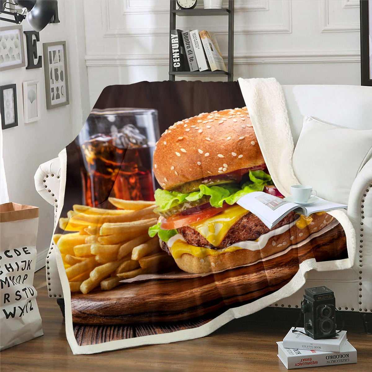 YST Boys Girls Hamburger Blanket,French Fries Blanket Throw for Kids