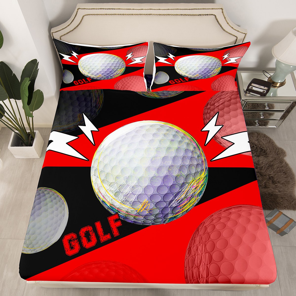 Erosebridal Golf Bed Sheets Full Golf Fitted Sheet Bedroom Decor,Sports ...