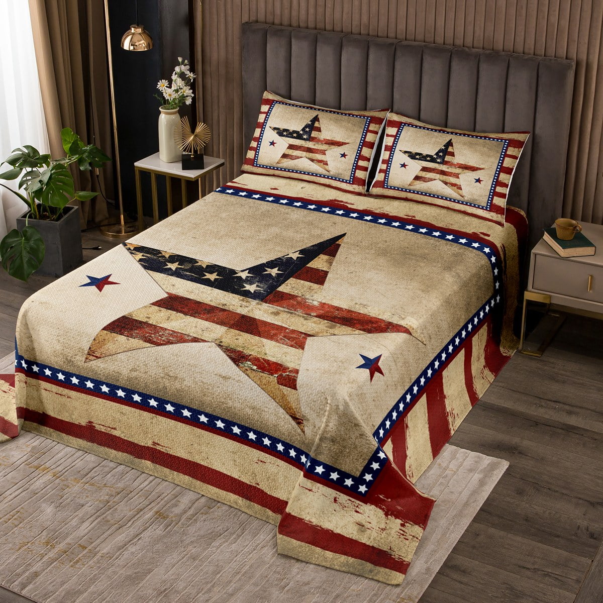 YST Boys Queen Size Coverlet Set American Flag Bedspread Set,USA