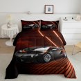 thumbnail image 1 of Race Car Full Size Bedding Set, Racing Car Comforter Set Extreme Sports Quilt Race Car Decor Room, Speed Sports Car Duvet Insert With 2 Pillow Cases, Red Orange, 1 of 5