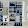 thumbnail image 1 of Retro Cabin Bath Curtain, Rustic Deer Shower Curtain Teens Adult Bathroom, Woodland Plaid Bathtub Shower Curtain Farmhouse Lodge Shower Stall Curtain 72" W X 78" L, 1 of 4