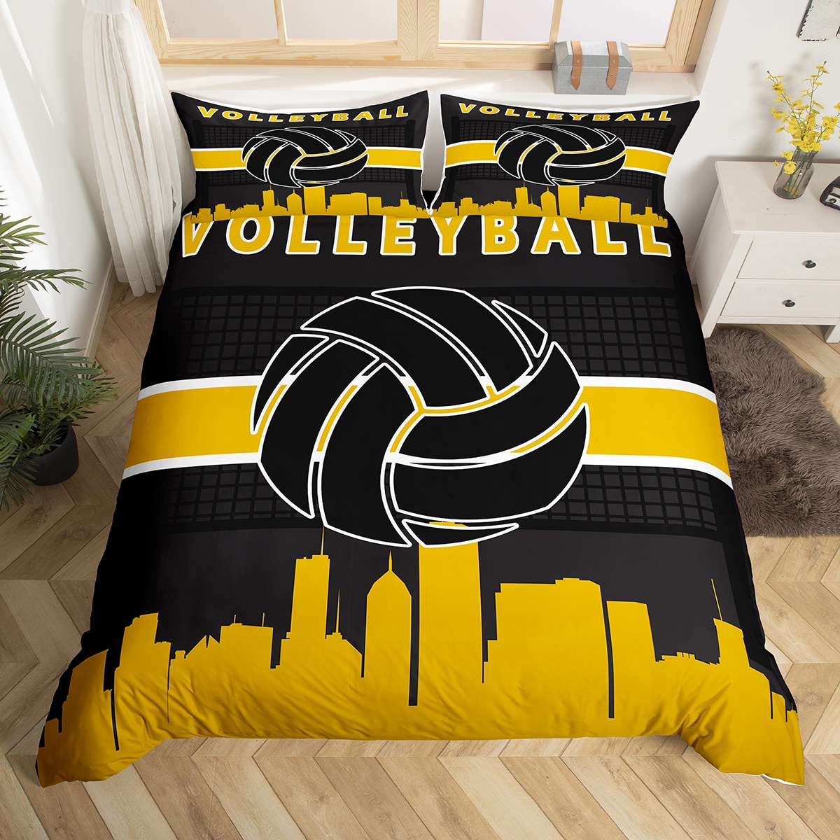 YST Boys Sport Duvet Cover Twin Volleyball Bedding Sets for Kids Teens