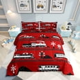thumbnail image 1 of Train King Comforter Set Cartoon Car Bedding, Traffic Transportation Track Comforter Teens Vintage Steam Engine Railway Decor Quilt Set Room 3Pcs, Red White Black, 1 of 7