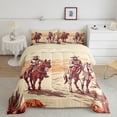 thumbnail image 1 of Western Bedding Twin Cowboy Horse Print Comforter Set Wild West Desert Bed Comforter Set for Teens Cowgirl Hand Drawn Illustration Country Themed Duvet Set + 1 Pillowcase, 1 of 5