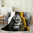 thumbnail image 1 of Wild Lion Throw Blanket For Adult Teens Men,Yellow Lightning Fleece Blanket Glitter Lion Blanket African Safari Animal Bed Blanket For Home Room Decor,Warm All Season 30x40, 1 of 5