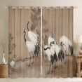 thumbnail image 1 of Brown 30%-50% Blackout Curtains White Crane Curtains, Wild Bird Animal Curtains & Drapes Natural Themed Black Out Curtains, Trees Branches Window Curtains Botanical Plants Home Decoratives, 1 of 6
