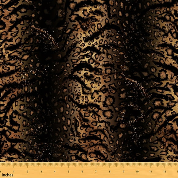 YST Brown Cheetah Print Fabric by The Yard for Men Teens,Kids Boys Leopard Decorative Fabric,Cheetah Animal Skin Upholstery Fabric,Black Spider DIY Waterproof Fabric for Quilting,1 Yard