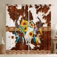 thumbnail image 1 of Erosebridal Brown Cowhide Curtains & Drapes,Sugar Skull Curtains Boho Sunflower Watercolor Feather Blackout Curtains,Flowers Butterfly Bull Cattle Cow Print Skeleton Western Decor, 1 of 6