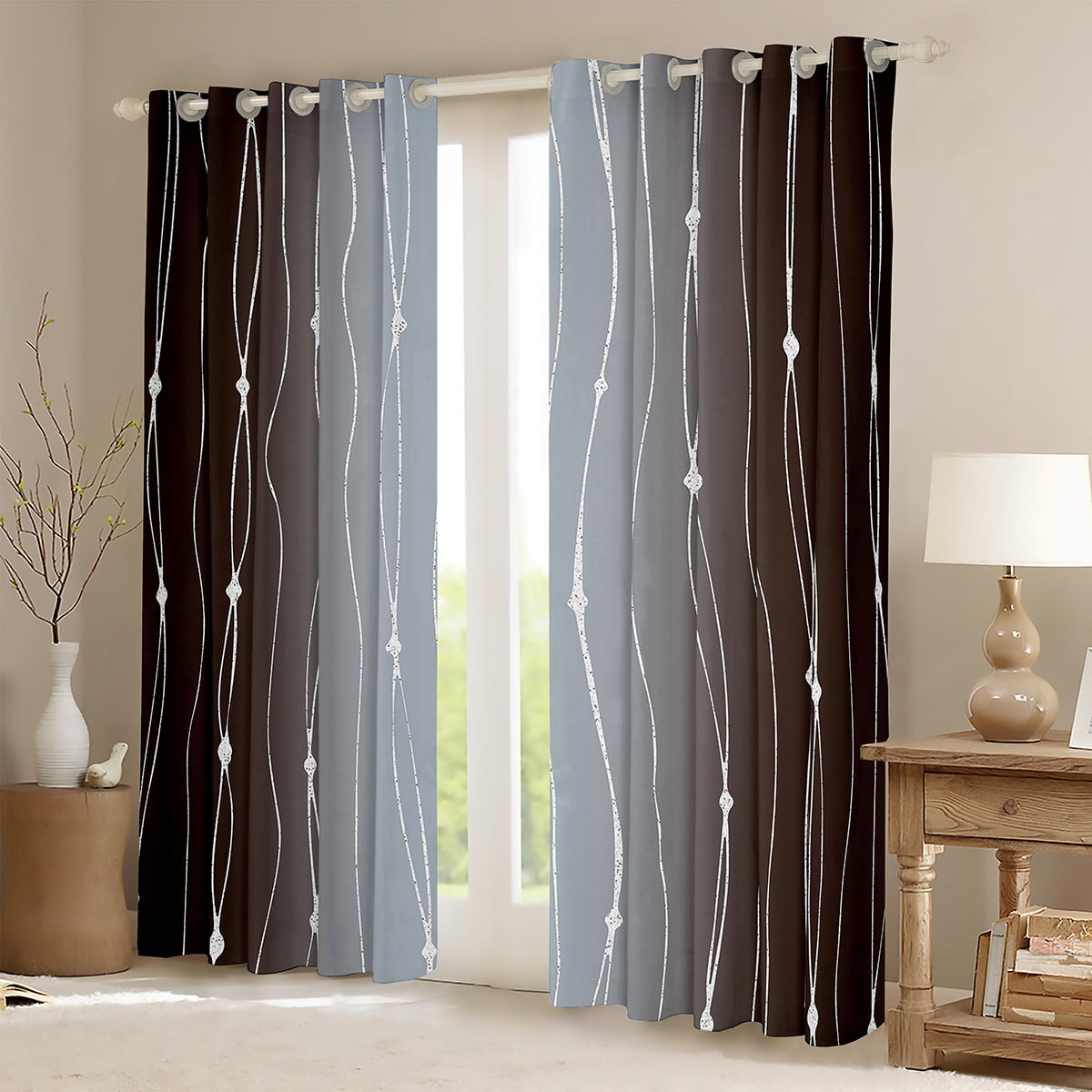 Erosebridal Brown and Grey Gradient Curtains Gray Brown Watercolor ...