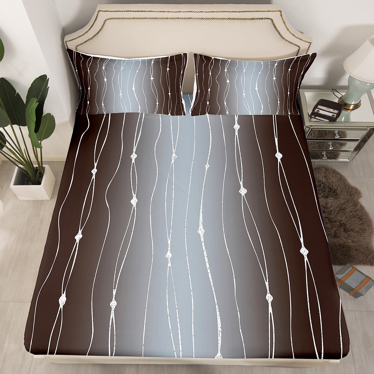 Brown and Grey Gradient Full Fitted Sheet Gray Brown Watercolor Sheets ...