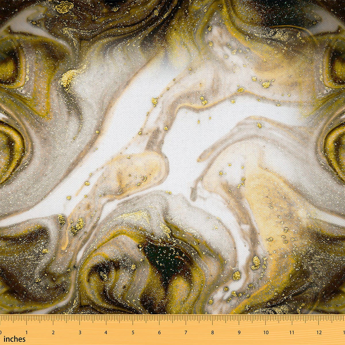 YST Brown Marble Fabric by The Yard,Modern Golden Abstract Art Tie Dye